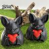 Glossy Red Bat Accent Cute Heart 3D Printed Halloween Decoration Novelty Tabletop Sculpture for Spooky Party Haunted