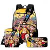 One Piece Lightweight 3PCS School Backpack Set with Front Pocket, Crossbody Bag and Pencil Case, Unisex for Boys Girls Age 6-10