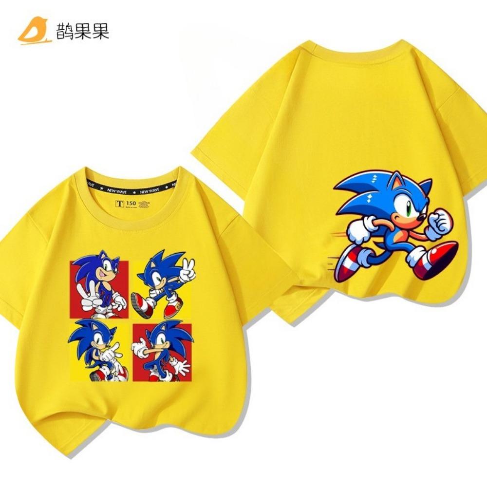 Children's Cartoon Sonic the Hedgehog Print Outdoor Boys and Girls Comfortable Loose Short-sleeved Summer