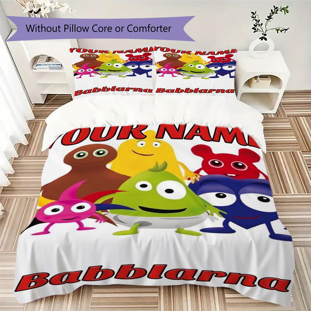 Custom Name Babblarna Pattern Bedding uilt Set uilt Cover Pillowcase Home Decoration Birthday Gift (1*duvet cover+2*pillowcase without core)