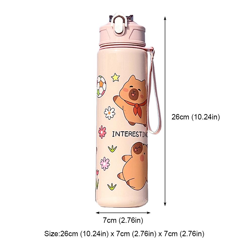 700ml Capybara Cute Sport Water Bottle with Straw Handle Large Capacity Drinking Kettle Outdoor Travel Water Cup Gym Fitness Jug