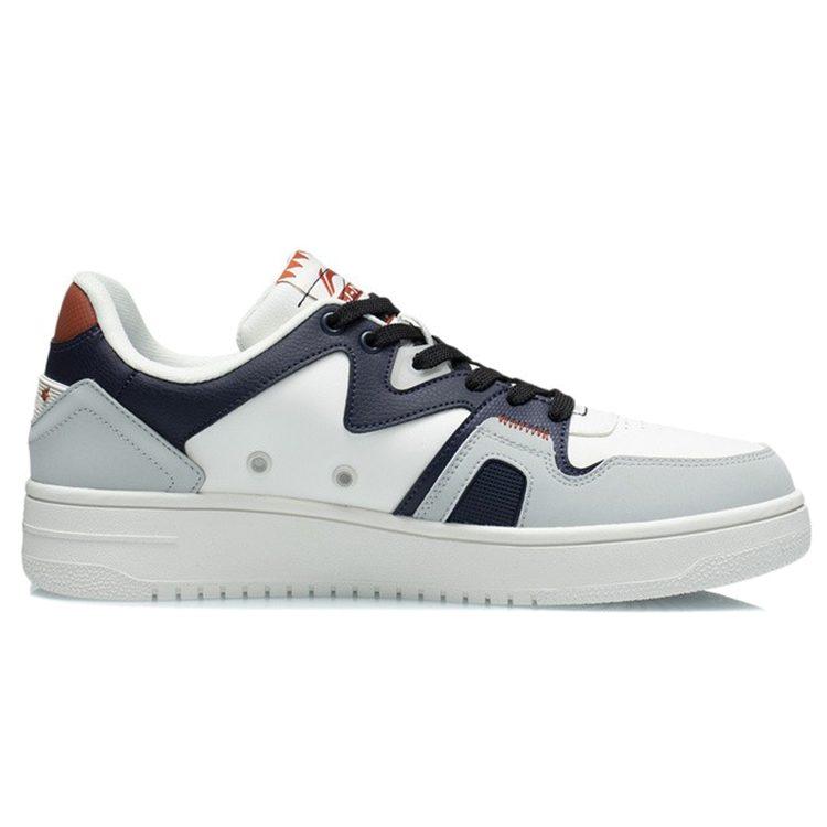 Li Ning Synthetic Leather Slip Resistant Cushioning Abrasion Resistant Low Top Skateboard Shoes Men's White Black AGCR317-2
