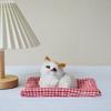 Simulated Cat Toy with Cloth Mat Lifelike Meowing Plush Kitten Model Stuffed Animal Doll Home Office Desktop Decoration Ornament