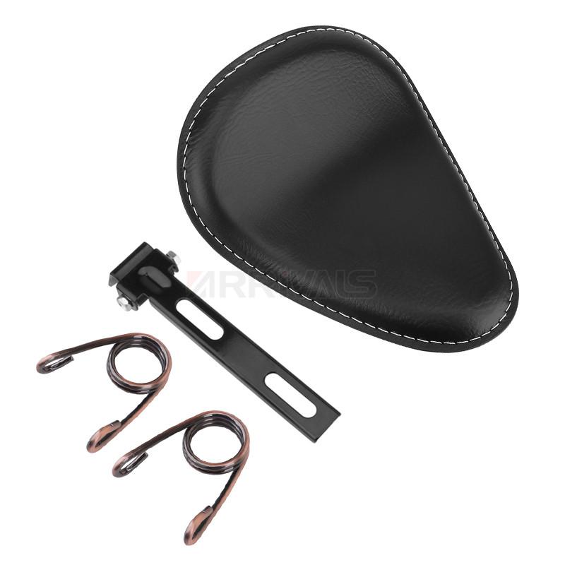 Motorrad Leder Sattel Sitz Retro Schwarzes Leder Einzelsitz für Harley Custom Chopper Bobber Honda Yamaha Kawasaki Suzuki