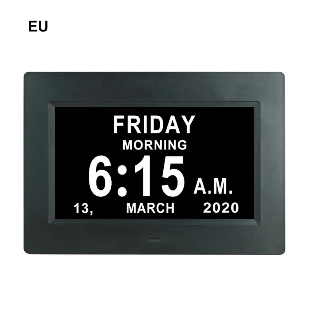 7inch Digital Calendar Alarm Clock Automatic Dimming 8 Languages Large Dementia Alzheimers Medicine Time Reminder for the Elders