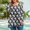 Women's Plus Size Top, Garden Collar Long Sleeved Shirt, Fashionable Floral Print Casual Top