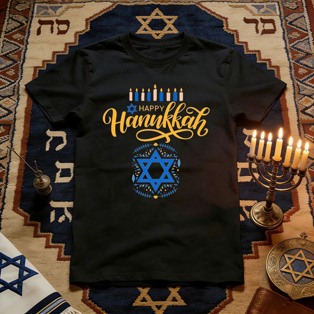 

Happy Hanukkah TShirt Women Unisex Casual Cotton Graphic T Shirts Jewish Festival Shortsleev New Year Xmas Camisetas S