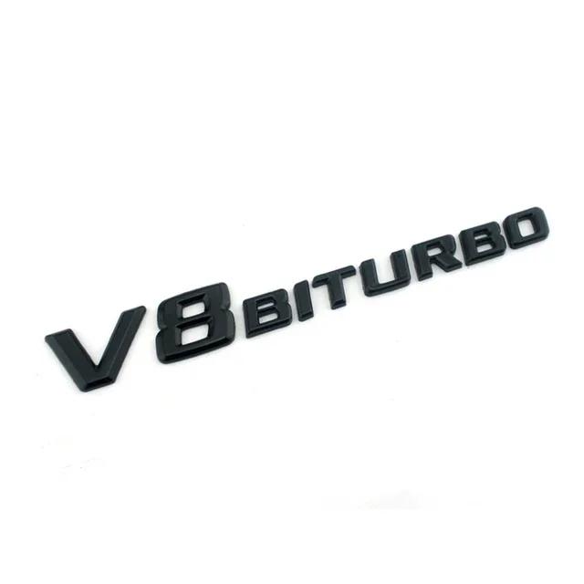 DCGO2 3D Side Fender V8 BITURBO Letters Logo Badge Sticker For Mercedes Benz AMG A C E S G M Class CLA GLA GLB GLC GLE SLS SLK SL CL