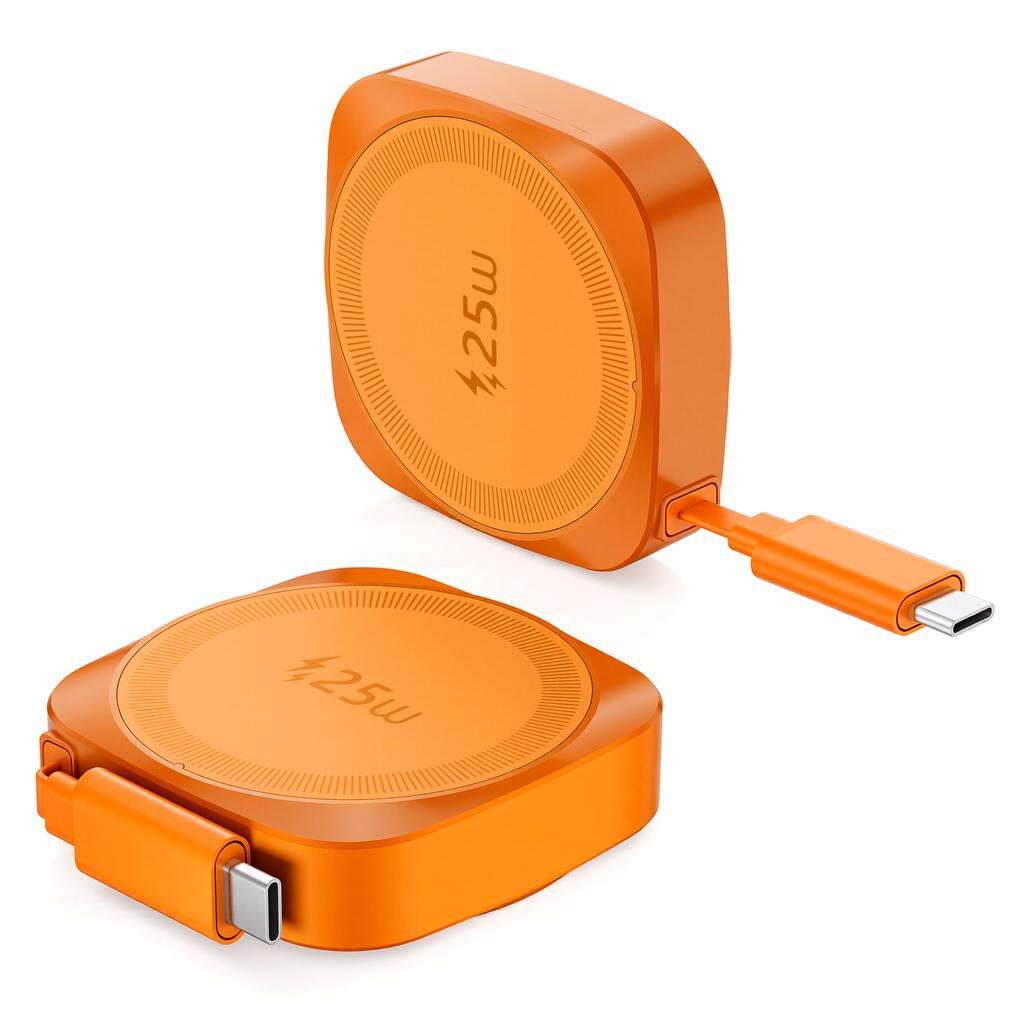 25W Taschen-Magnetischer Kabelloser Ladegerät für iPhone 16 /17 Typ-C Ladeadapter mit Einziehbarem Kabel CE RoHS FCC Zertifiziert