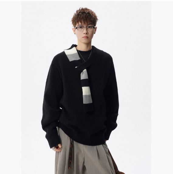 Мужской полосатый пэчворк свитер: Уютный осенне-зимний трикотаж для пар 3XL