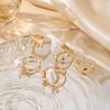 Korean Retro Geometric Oval Hollow Ring Set - Stylish Irregular Finger Rings for Women