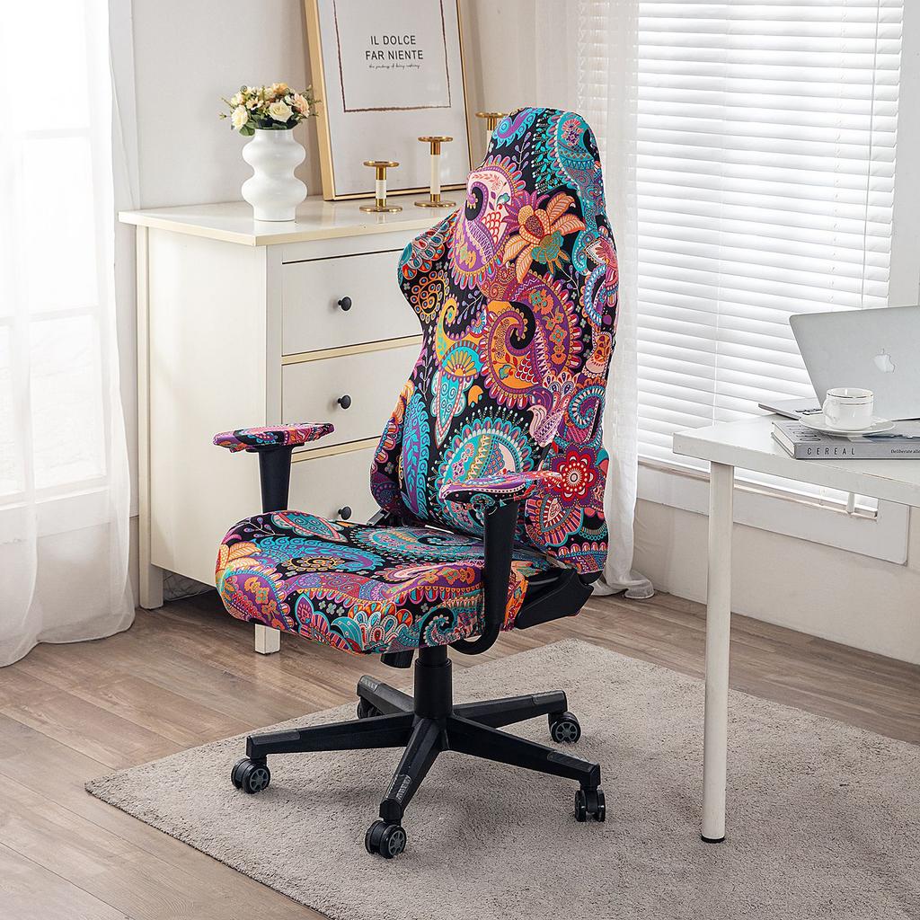 Game Chair Cover 4-Piece Stretchable Armrest Cover Chair Back Cover Chair Seat Cover Computer Video Game Office Chair Cover