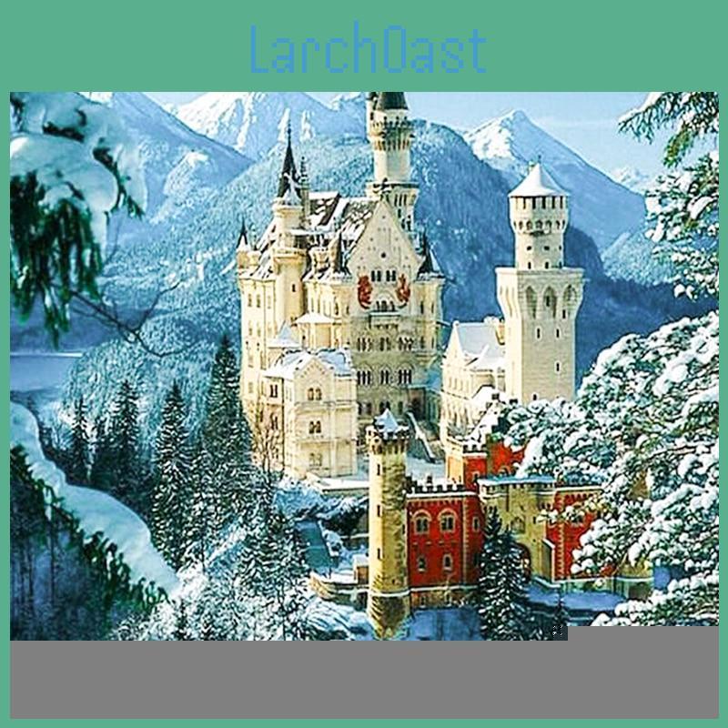 Castle In Embroidery Mountain Diamond Diamond Cross Stitch Round Diamond Painting Diamond Painting