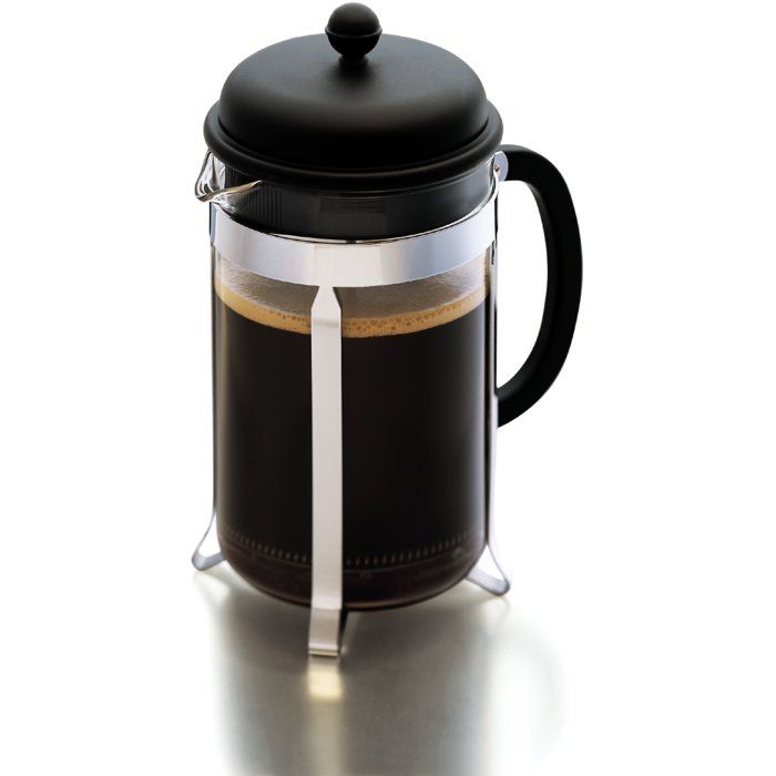 French Press with Plastic Lid - BODUM - Caffettiera - 12 Cups - 1.5 L - In Tritan - Stainless Steel Frame
