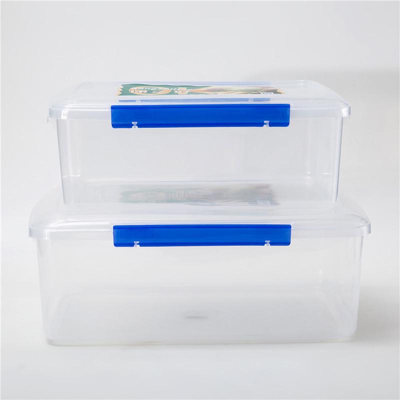Clear Plastic Rectangular Food Storage Box with Sealed Lid for Refrigerator