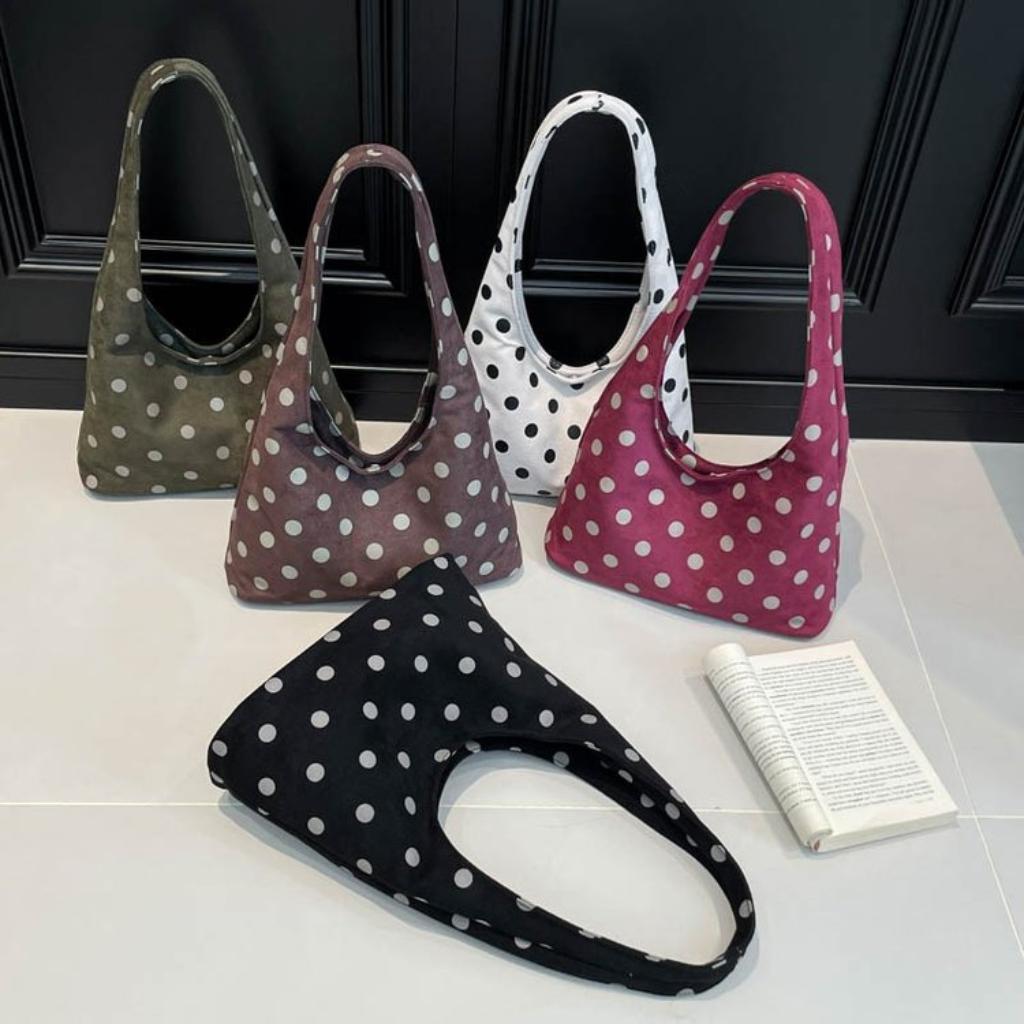 Shoulder Bag Women Fabric Polka Dot Large Capacity Daily Commute