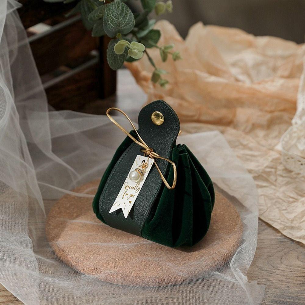 Pu Leather candy bags With Pearls Gift Party Candy Box Creative Gift Flannel Bag For Wedding