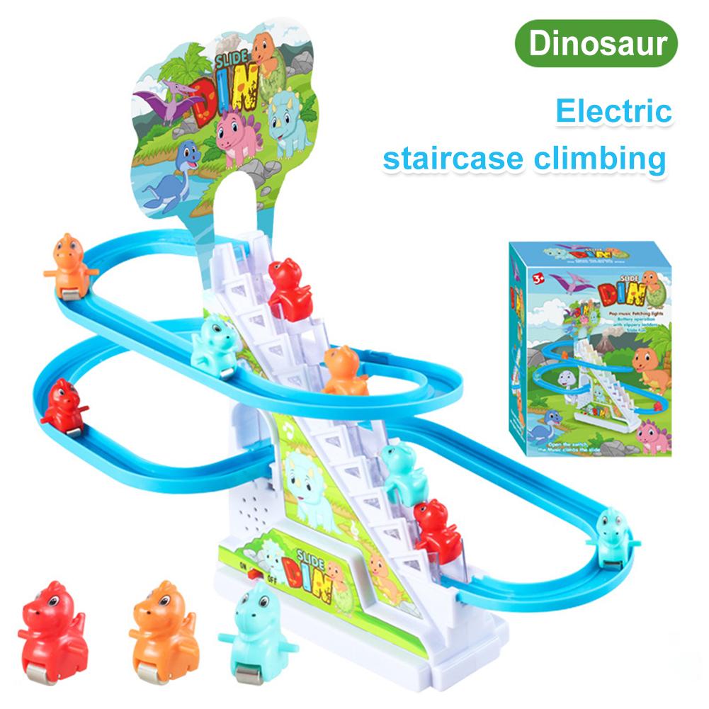 Electric Track Slide Toys Assembly Design Electric Dinosaur Stair Toy Early Education Exercise Hands On Skills for Boys Girls