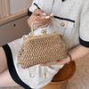 Summer Beach Straw Bags Exquisite Gold Chain Party Banquet Purse Hand Woven Handbag Female Clutch Bag Shoulder Crossbody Bags