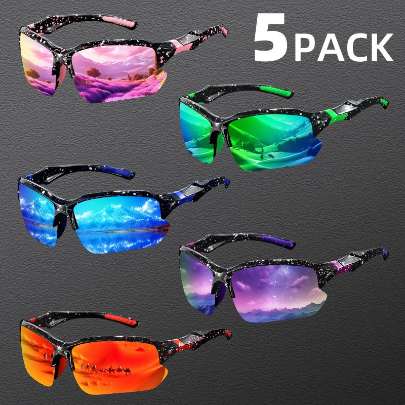 

Набор из 5 пар модных очков унисекс с полуободковой оправой с блестками - Высококачественные очки с красочным принтом в горошек