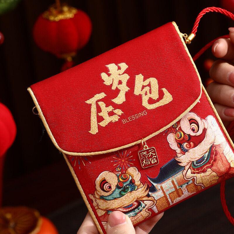 Traditional New Year Red Envelope Blessing Lucky Money Bag Festival Cloth Pocket Spring Festival 2025 Cute Money Envelopes