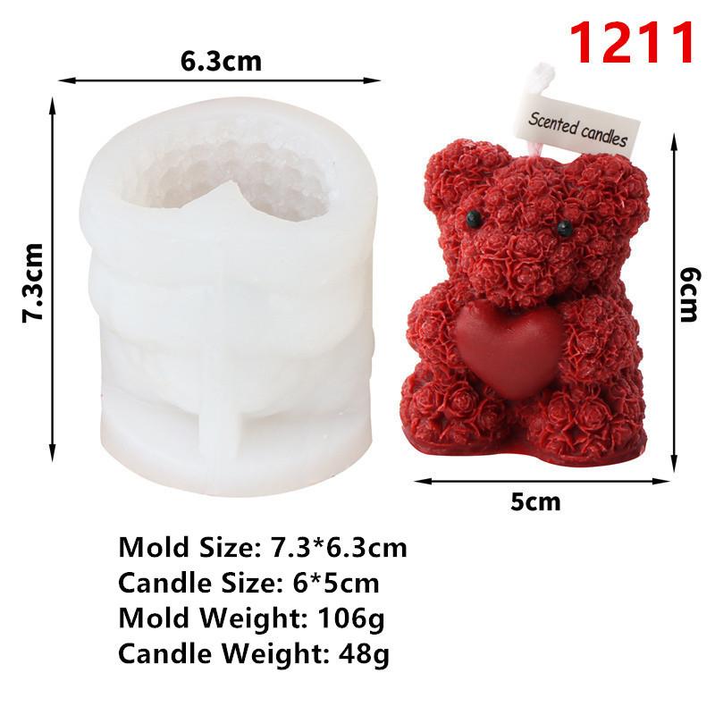 Stampo per candela profumata a forma di orso carino 3D Stampo per sapone in resina a forma di orso per candele Decorazione per la casa Stampo in silicone per candela a forma di orsetto in resina