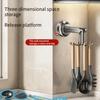 Kitchen Suction Wall-mounted Multi-functional Storage Rack, with Integrated Storage Featuring No-drilling and Rotatable Hooks