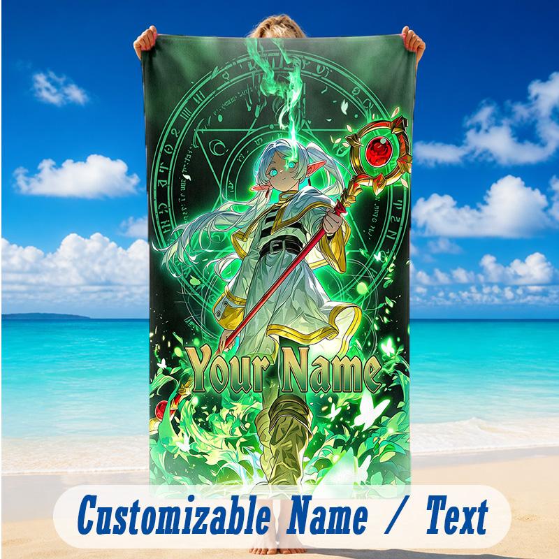 Beach Towel Custom Name Text, Quick Dry Large Towel For Beach HomeFrieren Beyond Journey's End