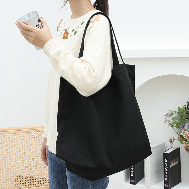 IELGY Korean Version of Casual Literary Canvas Bag, Simple and Large-capacity Tote Bag