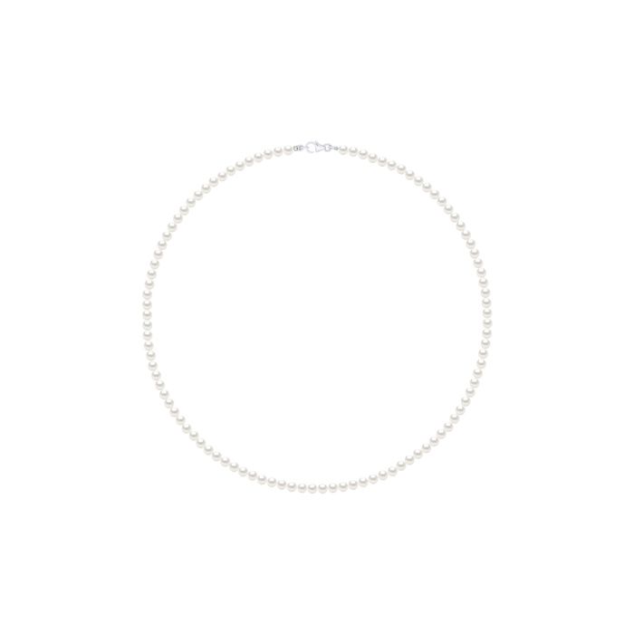 Collier - Pearls & Colors - Perle de Culture d'Eau Douce Semi-Ronde - Perle Blanche - Argent 925 - Qualité AAA+ - Femme