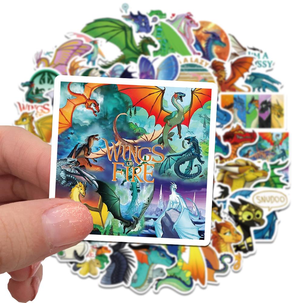 50 100Pcs Wings Of Fire Vinyl Stickers Cartoon Themed For Diary Laptop Luggage Skateboard Decoration