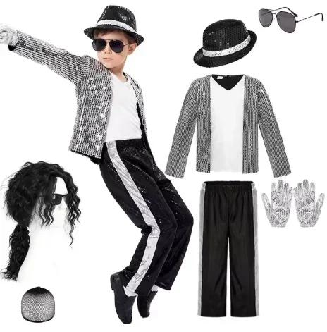 Michael Jackson KidsClothes Cosplay Birthday Party Dance Performance Children's Costume Pop Star Outfits