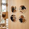 Modern Bedroom Wall Accents 4Pcs Wooden Cat Decor, 2D Flat Geometric Hollow Art Prints Solid Wood Decorative Panels Art, Minimalist Hanging Signs for
