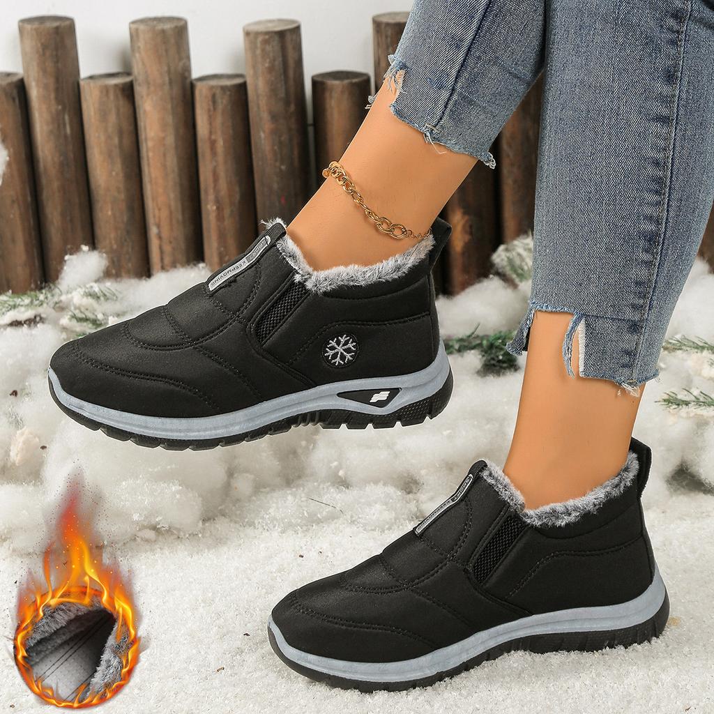 Winter women's velvet thickened warm cotton shoes non-slip waterproof oil-proof comfortable leisure office waterproof warm
