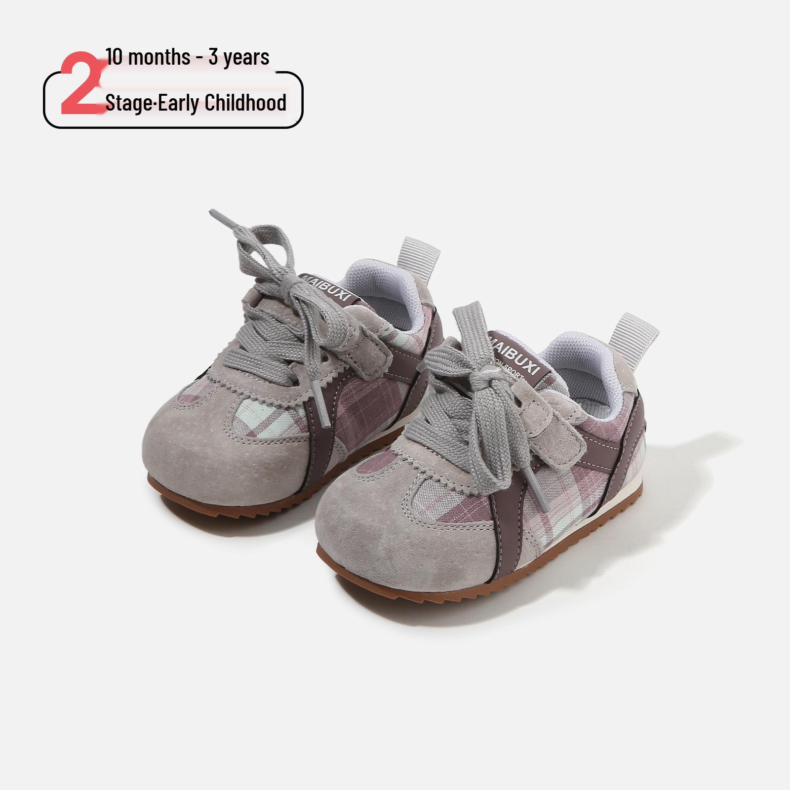 

Children s Non-Slip Plaid Sports Shoes - Trendy 2026 Soft Sole Sneakers for Boys and Girls Size 16/Length 12.5cm сірий