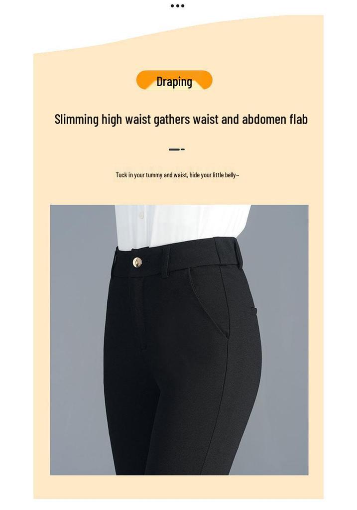 Women's High Waist Slimming Micro Flare Pants, Petite Split Cropped Style for Spring & Autumn - 2026