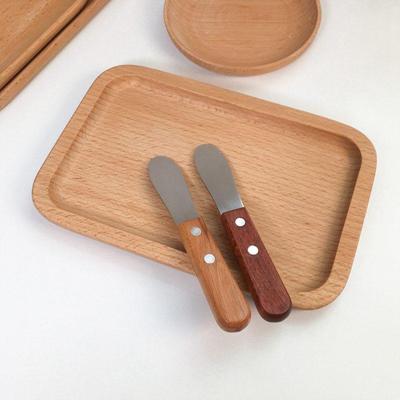Wood Tray Oval Beech Small Wooden Disc Circular Wooden Dessert Plate Cake Tray