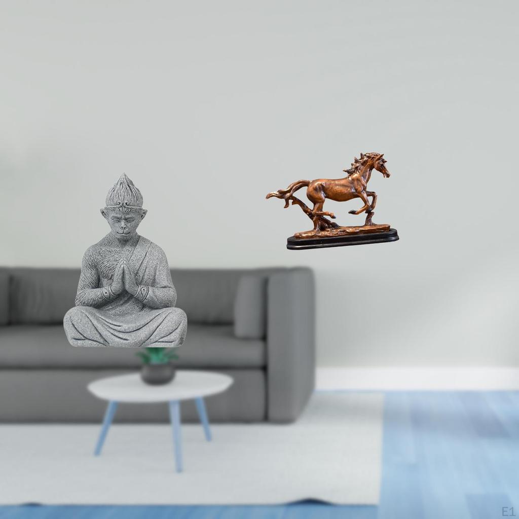 Monkey Buddha Statue Figurine Collectible Miniature Sculpture Artwork Ornament Horse Desk Decoration