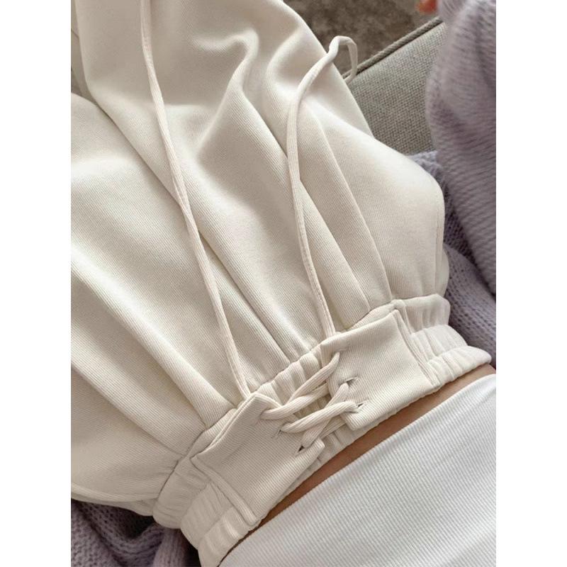 

Женские брюки с широкими штанинами на шнуровке в корейском стиле - Повседневные, свободного кроя для весны и осени M