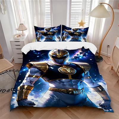 3pcs Blue Ranger In Space Bedding Set - 1 Soft Quilt Cover + 2 Pillowcases, Machine Washable - Suitable for All Seasons, Perfect Gift for Fa