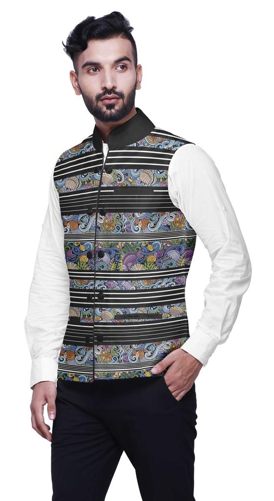 Atasi Artistic Printed Wedding Jackets For Men Nehru Jacket Waist Coat For Wedding & Festive