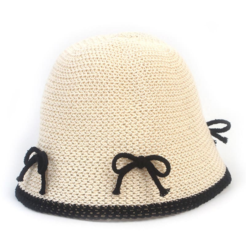 Universal Chemistry Ribbon Edge Ivory Linen Bucket Hat Knit