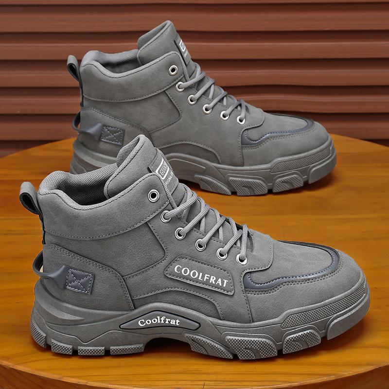 Men's High Top Boots Platform Casual Shoes Non Slip Comfortable Hiking Boots for Men Outdoor Working Shoes Lace-up Ankle Boots