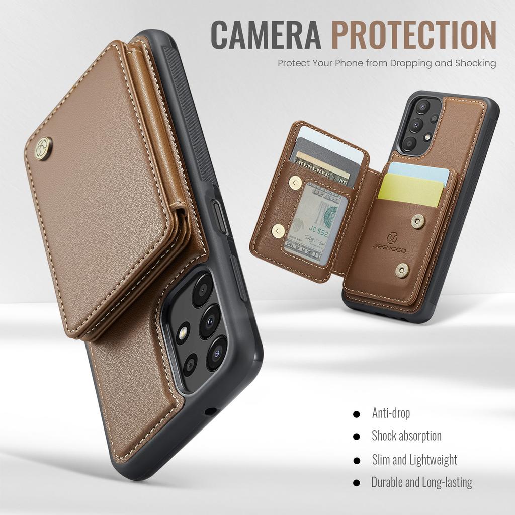 JEEHOOD J05 For Samsung Galaxy A13 4G Case Leather Mobile Cover with Detachable Magnetic Card Bag