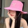 Rosa Schleife Fischerhut für Damen Sommer Breitkrempig Anti-UV Sonnenhut Outdoor Camping Wandern Damen Mädchen Bucket Hats