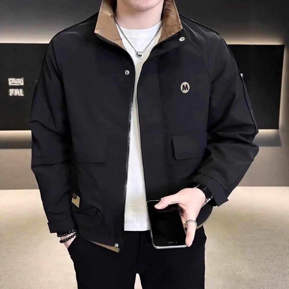 

Men s Casual Fashion Windbreaker - Spring/Autumn Trendy High-End Jacket, Plus Size Available 2XL чорний