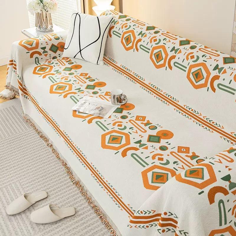 Bohemian Style Anti-scratch Sofa Blanket Durable Full Cover Futon Couch Cover Universal Chenille Dust Proof Sofa Towel Slipcover