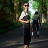 French Style Spliced Waist Cinching Short-Sleeved Dress