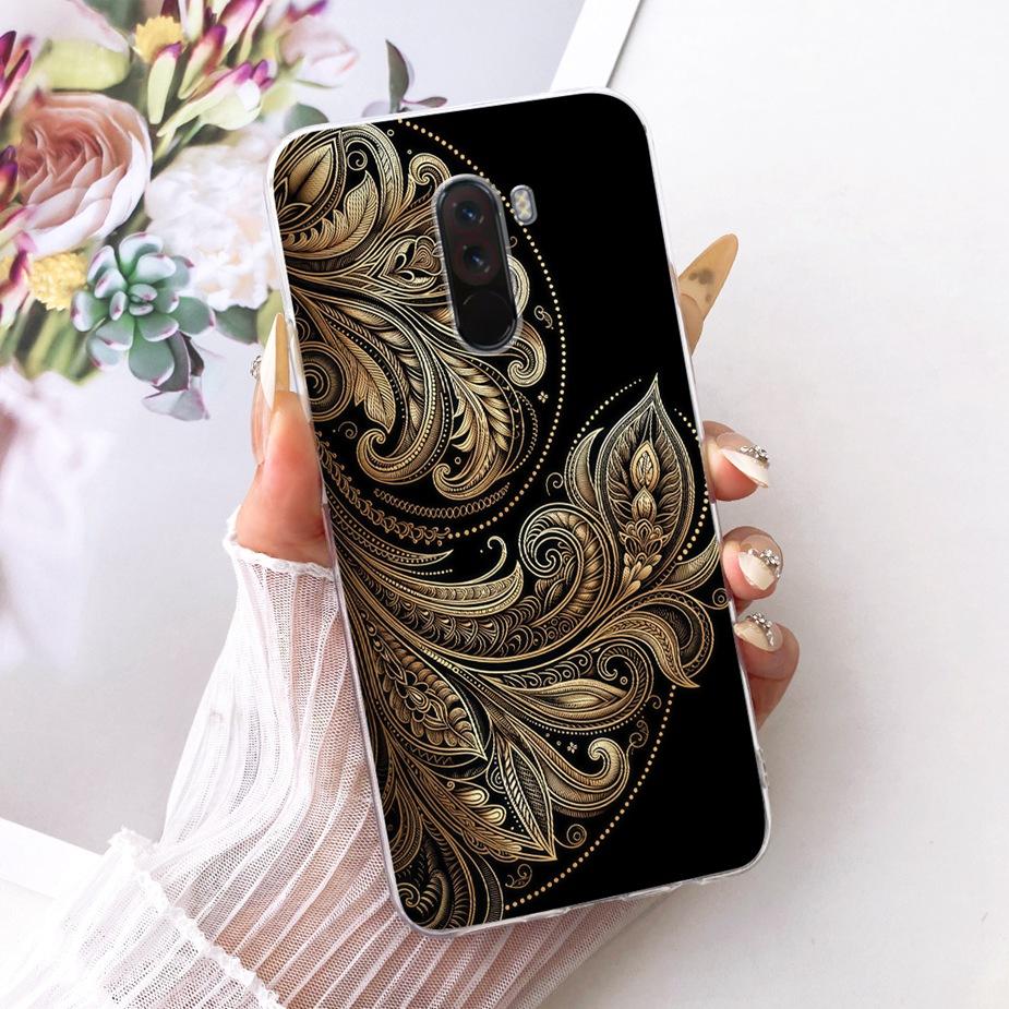 Para Xiaomi Pocophone F1 Funda Lujo Lazo Flores Pintadas Cubierta 6.18'' Suave TPU Funda para Teléfono Para Xiaomi Poco F1 PocoF1 Fundas Bumper