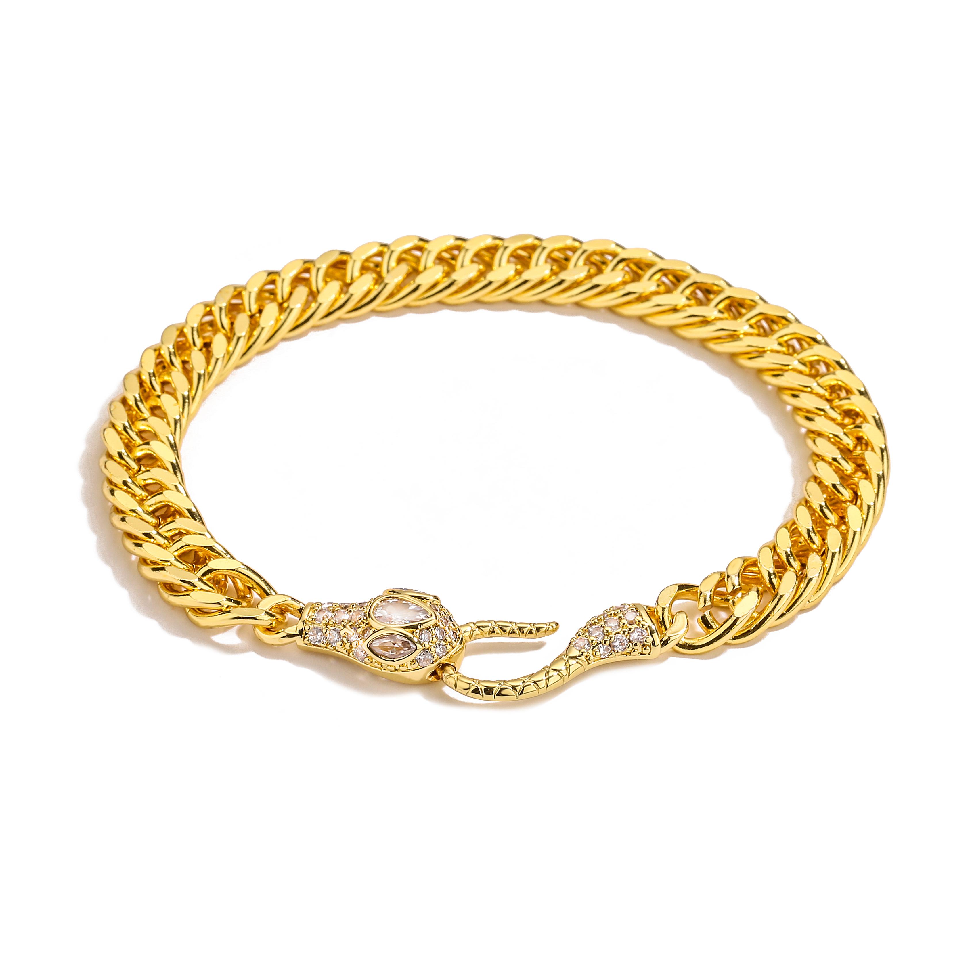HECHENG,Link Chain Bracelet Snake Punk Bangle Bracelets for Women Creative Party Zircon Gifts золотой